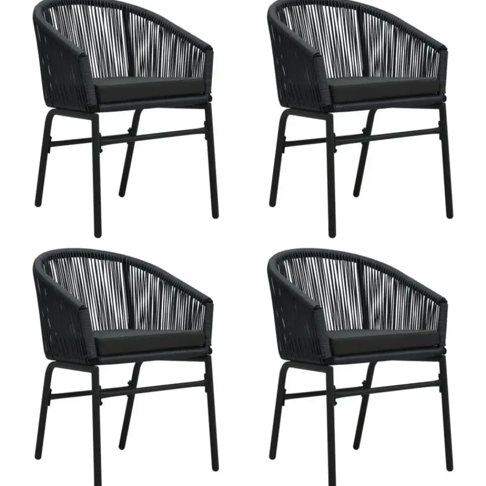 vidaXL - 5-delige Tuinset met kussens - Zwart PVC-rattan en staal - 140x70 cm Clearance