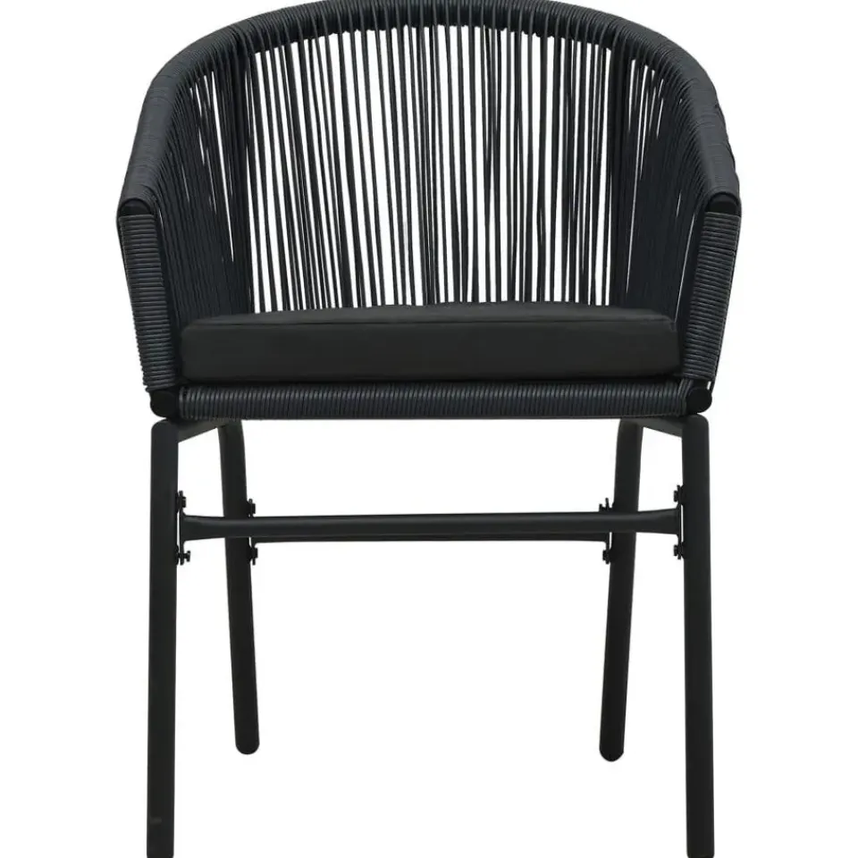 vidaXL - 5-delige Tuinset met kussens - Zwart PVC-rattan en staal - 140x70 cm Clearance