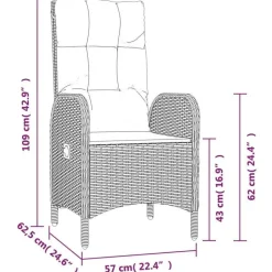 vidaXL - 5-delige Tuinset met kussens - Zwart - PE-rattan en glas - 160x80 cm Discount