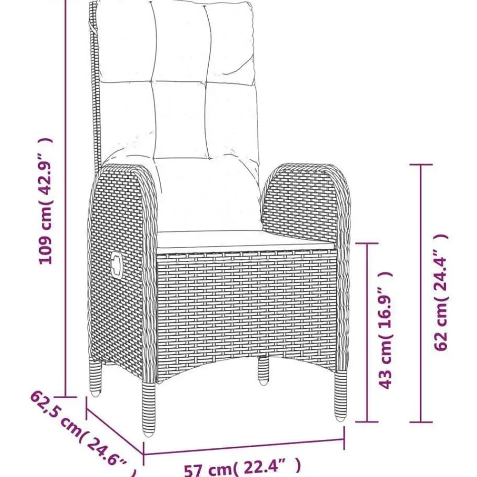 vidaXL - 5-delige Tuinset met kussens - Zwart - PE-rattan en glas - 160x80 cm Discount