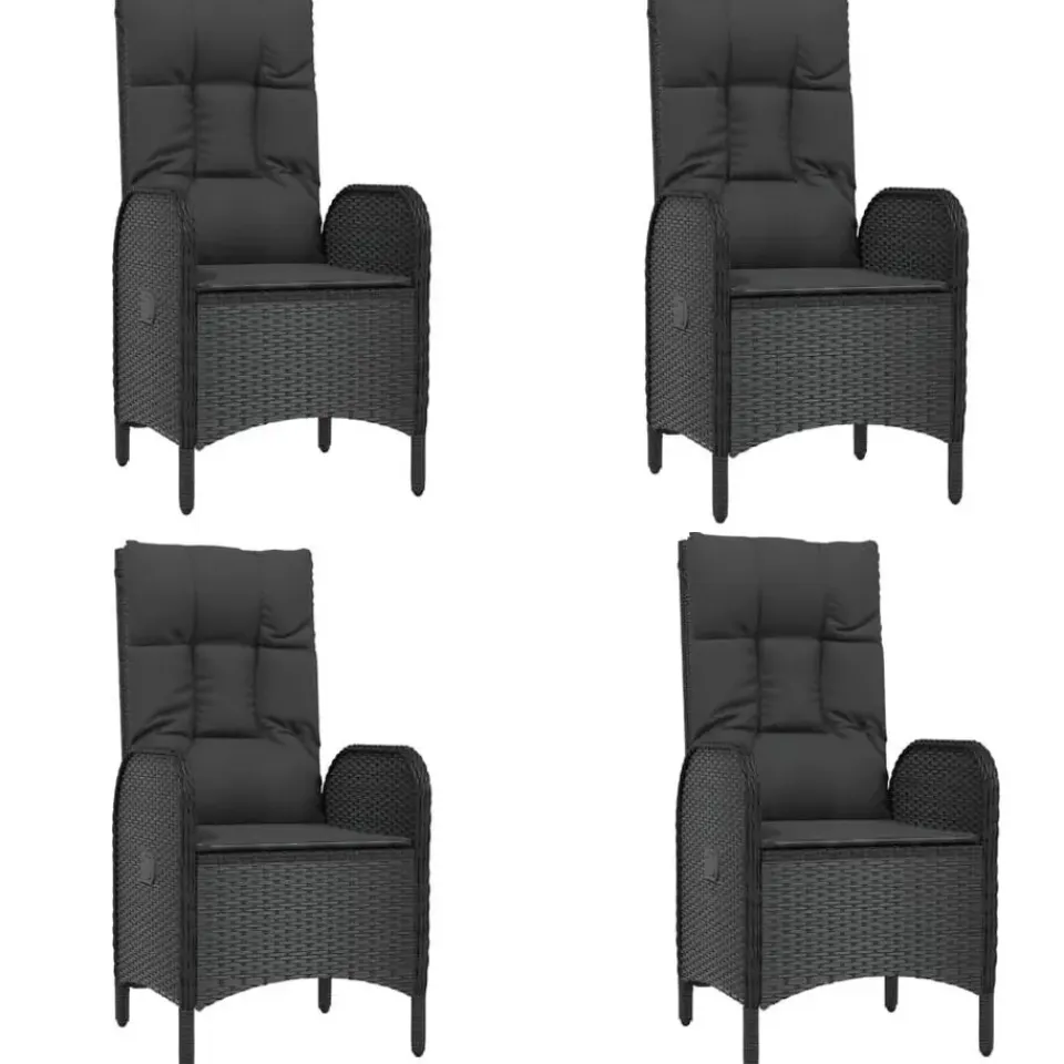 vidaXL - 5-delige Tuinset met kussens - Zwart - PE-rattan en glas - 160x80 cm Discount