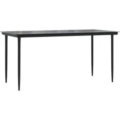 vidaXL - 5-delige Tuinset met kussens - Zwart - PE-rattan en glas - 160x80 cm Discount