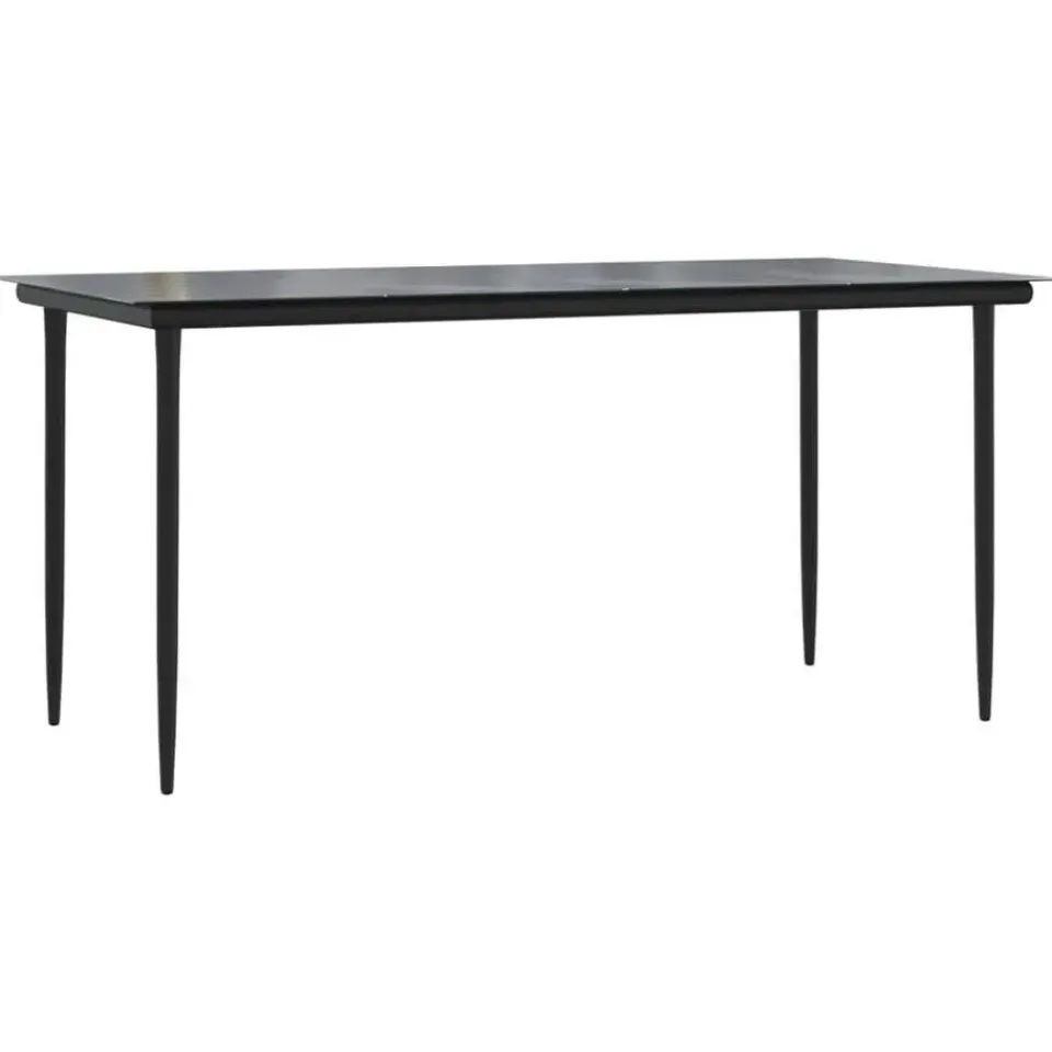 vidaXL - 5-delige Tuinset met kussens - Zwart - PE-rattan en glas - 160x80 cm Discount