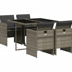 vidaXL - 5-delige Tuinset met donkergrijs kussens - Poly rattan - 110x106 cm New