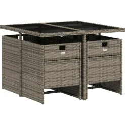 vidaXL - 5-delige Tuinset met donkergrijs kussens - Poly rattan - 110x106 cm New
