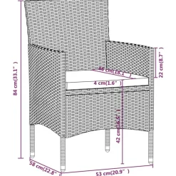 vidaXL - 7-delige Tuinset met kussens - Grijs en zwart - PE rattan - 140x70 cm Sale