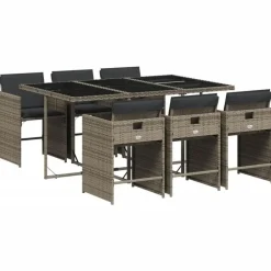 vidaXL - 7-delige Tuinset met donkergrijs kussens - PE rattan - 110x106 cm Online