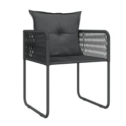 vidaXL - 5-delige Tuinset met kussens - Zwart PE rattan & staal - 80x80 cm Online