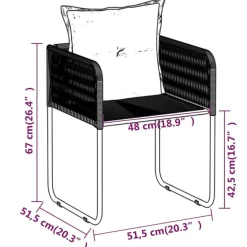 vidaXL - 5-delige Tuinset met kussens - Zwart PE rattan & staal - 80x80 cm Online