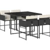 vidaXL - 5-delige Tuinset wit kussens - Zwart - PE rattan en glas - 110x106 cm New
