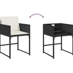 vidaXL - 5-delige Tuinset wit kussens - Zwart - PE rattan en glas - 110x106 cm New