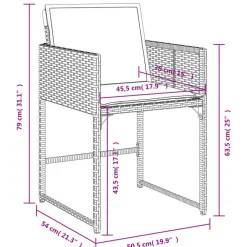 vidaXL - 5-delige Tuinset wit kussens - Zwart - PE rattan en glas - 110x106 cm New