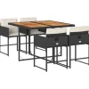vidaXL - 5-delige Tuinset wit kussens - Zwart - PE rattan en hout - 110x106 cm Hot