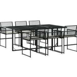 vidaXL - 7-delige Tuinset wit zitkussens - Zwart - PE rattan - 165x107 cm Online