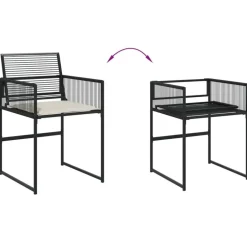 vidaXL - 7-delige Tuinset wit zitkussens - Zwart - PE rattan - 165x107 cm Online