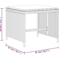 vidaXL - 9-delige Tuinset wit kussens 4 krukken - Zwart - PE rattan - 110x106 cm