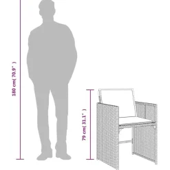 vidaXL - 9-delige Tuinset wit kussens 4 krukken - Zwart - PE rattan - 110x106 cm