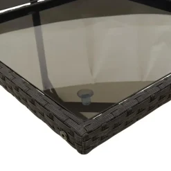 vidaXL - 9-delige Tuinset wit kussens 4 krukken - Zwart - PE rattan - 110x106 cm