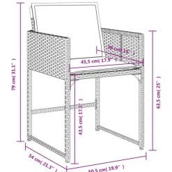 vidaXL - 9-delige Tuinset wit kussens 4 krukken - Zwart poly rattan - 110x106 cm Online