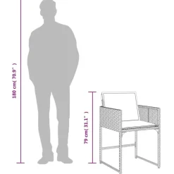 vidaXL - 9-delige Tuinset wit kussens 4 krukken - Zwart poly rattan - 110x106 cm Online