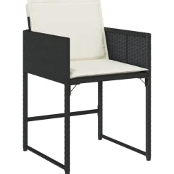 vidaXL - 9-delige Tuinset wit kussens 4 krukken - Zwart poly rattan - 110x106 cm Online