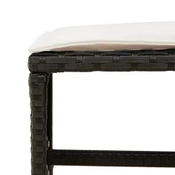 vidaXL - 9-delige Tuinset wit kussens 4 krukken - Zwart poly rattan - 110x106 cm Online
