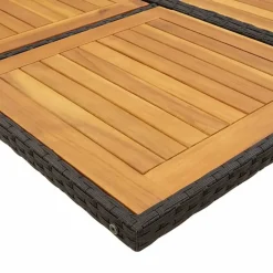 vidaXL - 9-delige Tuinset wit kussens 4 krukken - Zwart poly rattan - 110x106 cm Online