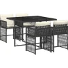 vidaXL - 5-delige Tuinset zwart kussens - PE rattan en staal - 110x106 cm
