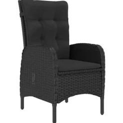 vidaXL - 5-delige Tuinset zwart - 4 verstelbaar stoelen en 85x85 cm tafel