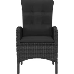 vidaXL - 5-delige Tuinset zwart - 4 verstelbaar stoelen en 85x85 cm tafel