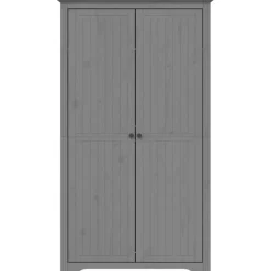 vidaXL - 2-deurs Kledingkast BODO - Massief grenenhout - Grijs - 99x53.5x173 cm Outlet