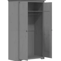 vidaXL - 2-deurs Kledingkast BODO - Massief grenenhout - Grijs - 99x53.5x173 cm Outlet