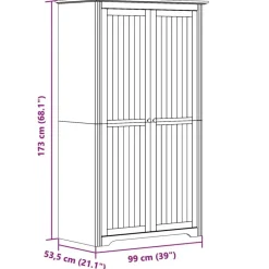 vidaXL - 2-deurs Kledingkast BODO - Massief grenenhout - Grijs - 99x53.5x173 cm Outlet