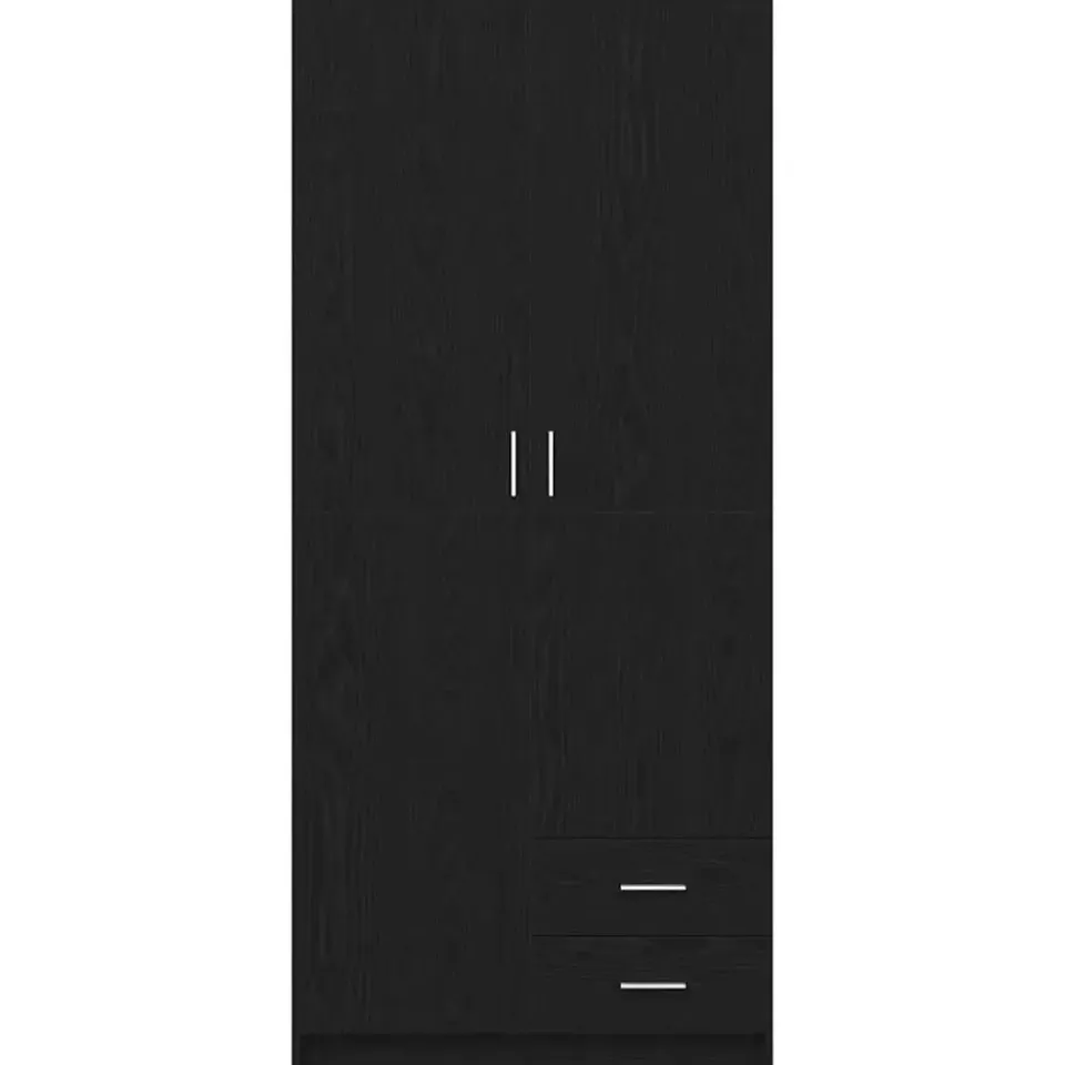 vidaXL - 2-deurs Kledingkast met 2 lades - Bewerkt hout - Zwart - 80x52x180 cm New