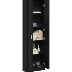 vidaXL - 2-deurs Kledingkast met planken - Hout - Zwart eiken - 55x25x189 cm Best