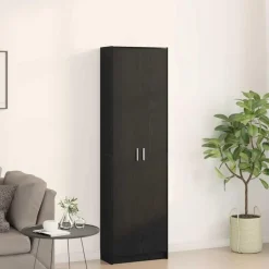 vidaXL - 2-deurs Kledingkast met planken - Hout - Zwart eiken - 55x25x189 cm Best