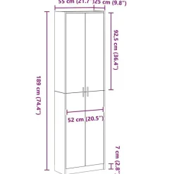 vidaXL - 2-deurs Kledingkast met planken - Hout - Zwart eiken - 55x25x189 cm Best