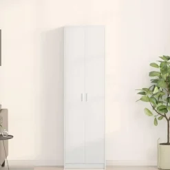 vidaXL - 2-deurs Kledingkast met planken - Bewerket hout - Wit - 55x25x189 cm