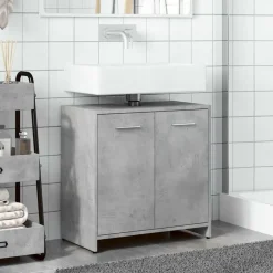 vidaXL - 2-deurs Wastafelonderkast - Betongrijs - Bewerkt hout - 60x33x60 cm Outlet