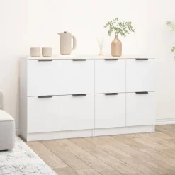 vidaXL - Dressoir - Wit - Bewerkt hout - 2 stuks Hot