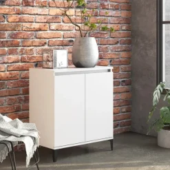 vidaXL - Dressoir - Wit - Bewerkt hout New