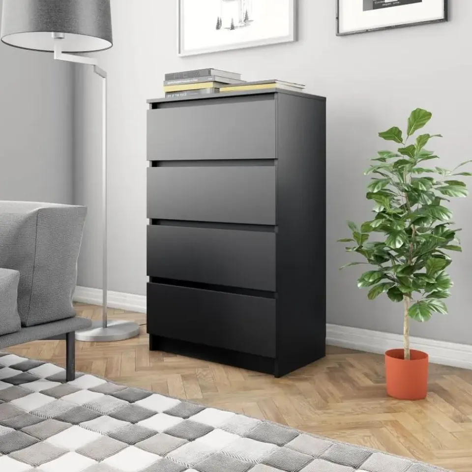 vidaXL - Dressoir - Zwart - Bewerkt hout New