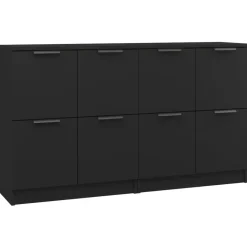 vidaXL - Dressoir - Zwart - Bewerkt hout - 2 stuks Discount