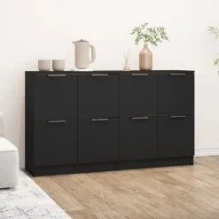 vidaXL - Dressoir - Zwart - Bewerkt hout - 2 stuks Discount