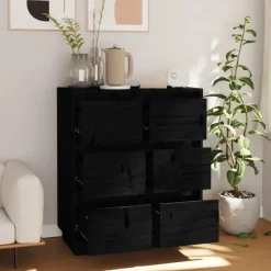 vidaXL - Dressoir - Zwart - Grenenhout - 2 stuks Outlet