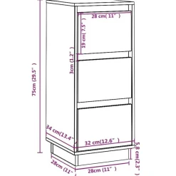 vidaXL - Dressoir - Zwart - Grenenhout - 2 stuks Outlet