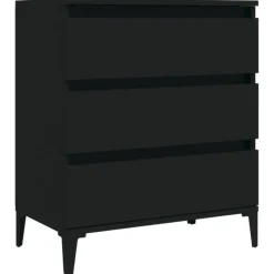 vidaXL - Dressoir met 3 lades - Zwart - Bewerkt hout en metaal- 91x28x75 cm Outlet