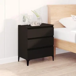 vidaXL - Dressoir met 3 lades - Zwart - Bewerkt hout en metaal- 91x28x75 cm Outlet