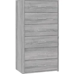 vidaXL - Dressoir met 6 lades - Grijs sonoma eiken - Bewerkt hout - 50x34x96 cm
