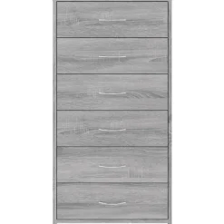 vidaXL - Dressoir met 6 lades - Grijs sonoma eiken - Bewerkt hout - 50x34x96 cm